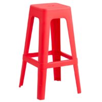 Tall Polypropylene Replica Tolix Stool in Red