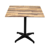 800mm Square Rustic Maple Isotop Sliq Table Top with Black Roma Base